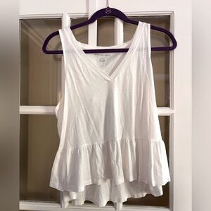 White cotton peplum tank top